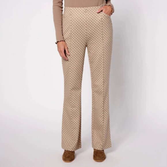 Isaac Mizrahi Live! Printed Ponte Baby Boot Cut Pants-Taupe-Tall 1X-NEW-A628059 - Picture 1 of 1